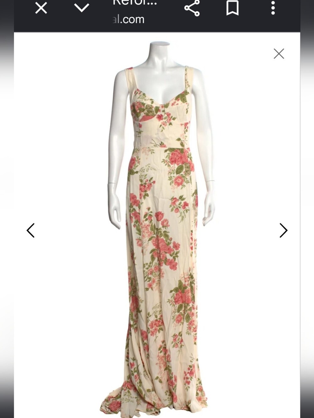 NWT Reformation Cream Maxi Dress Size 12